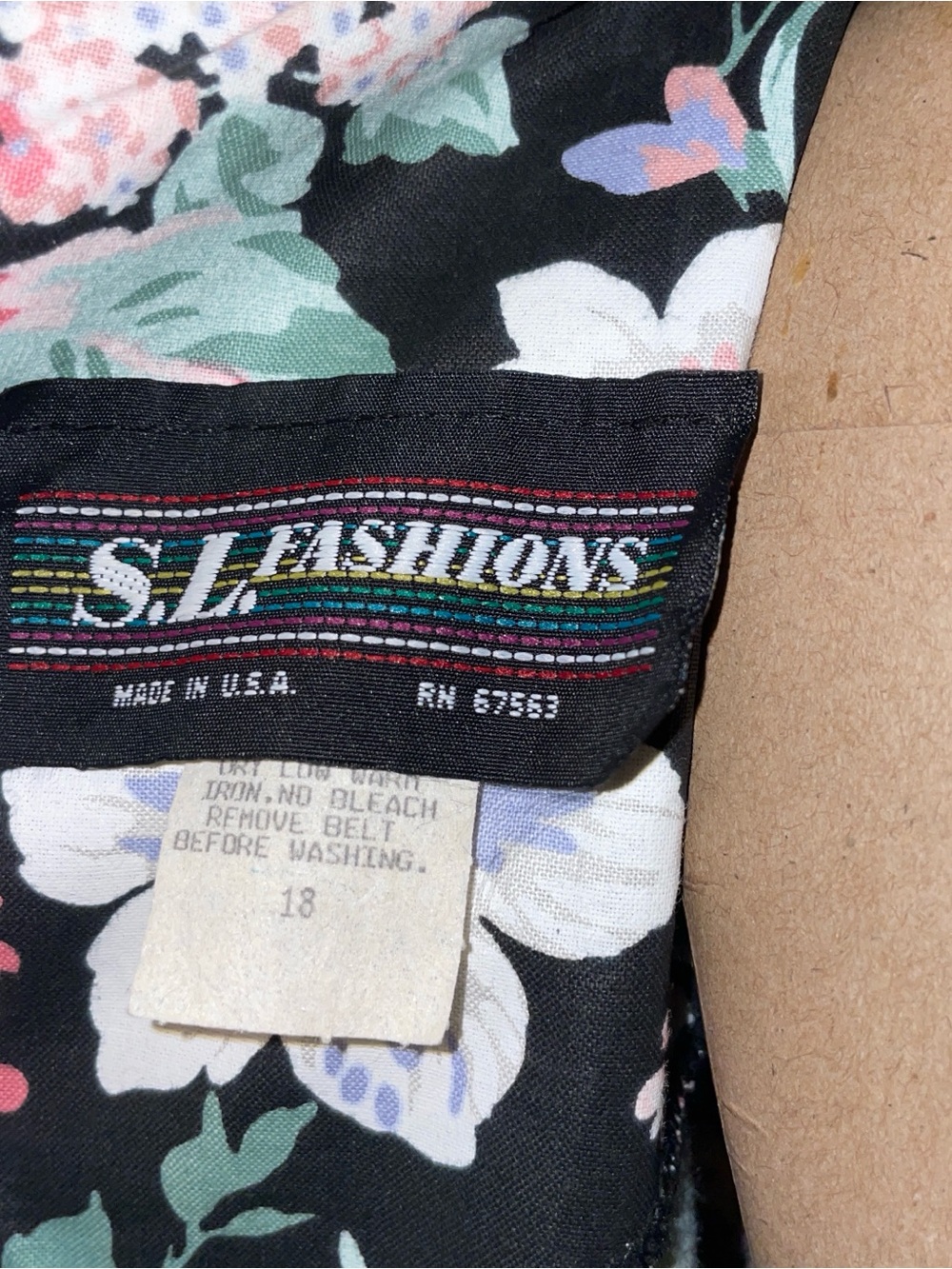 S.L. Fashions Black Maxi Dress with Pink & Mint Floral Print vintage - Picture 10 of 10